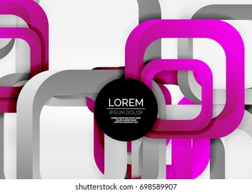 Squares geometric shapes in light grey 3d space. Vector abstract background