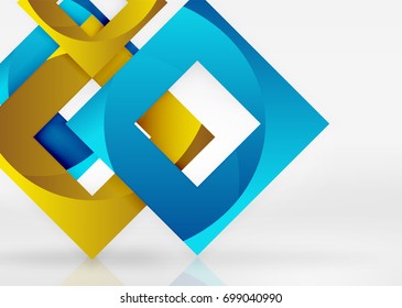 Squares geometric shapes in light grey 3d space. Vector abstract background