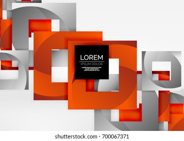 Cuadraba formas geométricas en un espacio 3d de color gris claro. Fondo abstracto vectorial