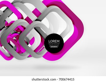 Squares geometric shapes in light grey 3d space. Vector abstract background