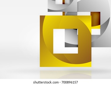 Squares geometric shapes in light grey space. Vector abstract background