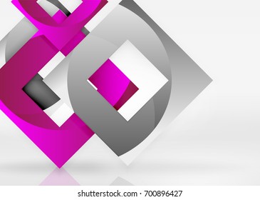 Cuadraba las formas geométricas en el espacio gris claro. Fondo abstracto vectorial