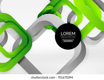 Squares geometric shapes in light grey 3d space. Vector abstract background