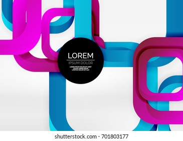Squares geometric shapes in light grey 3d space. Vector abstract background