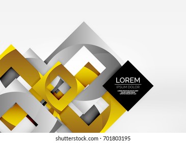 Cuadraba formas geométricas en un espacio 3d de color gris claro. Fondo abstracto vectorial
