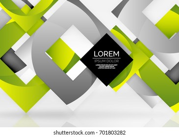 Squares geometric shapes in light grey 3d space. Vector abstract background