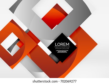 Squares geometric shapes in light grey 3d space. Vector abstract background