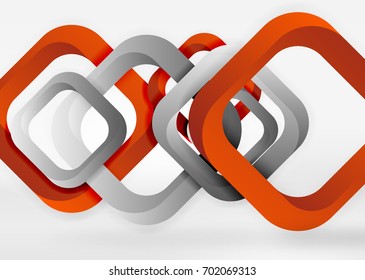 Cuadraba formas geométricas en un espacio 3d de color gris claro. Fondo abstracto vectorial