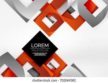Squares geometric shapes in light grey 3d space. Vector abstract background