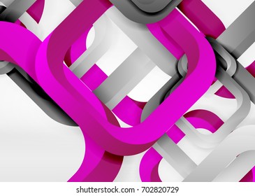 Squares geometric shapes in light grey 3d space. Vector abstract background