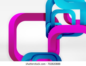 Squares geometric shapes in light grey 3d space. Vector abstract background