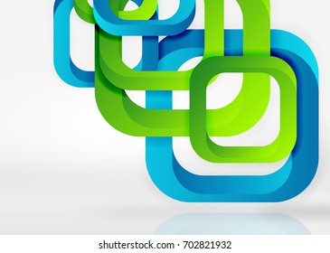 Squares geometric shapes in light grey 3d space. Vector abstract background