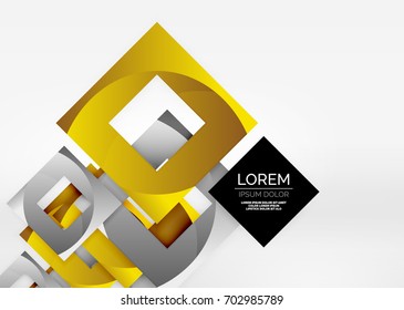 Quadriert geometrische Formen in hellgrauem 3D-Raum. Abstrakter Vektorhintergrund