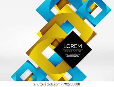 Squares geometric shapes in light grey 3d space. Vector abstract background