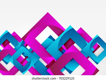 Squares geometric shapes in light grey 3d space. Vector abstract background