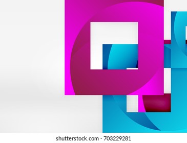 Squares geometric shapes in light grey 3d space. Vector abstract background
