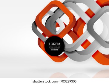 Squares geometric shapes in light grey 3d space. Vector abstract background