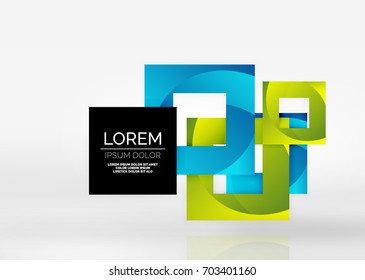 Squares geometric shapes in light grey 3d space. Vector abstract background