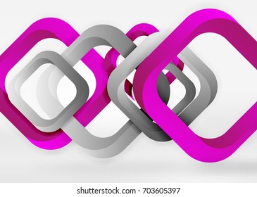 Quadriert geometrische Formen in hellgrauem 3D-Raum. Abstrakter Vektorhintergrund