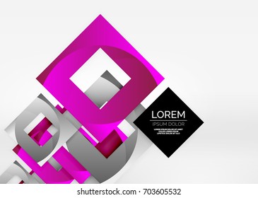 Cuadraba formas geométricas en un espacio 3d de color gris claro. Fondo abstracto vectorial