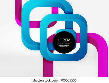 Squares geometric shapes in light grey 3d space. Vector abstract background