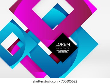 Squares geometric shapes in light grey 3d space. Vector abstract background