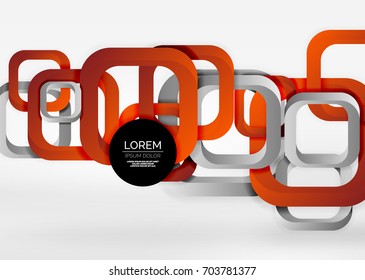 Cuadraba formas geométricas en un espacio 3d de color gris claro. Fondo abstracto vectorial