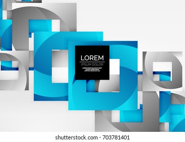 Squares geometric shapes in light grey 3d space. Vector abstract background