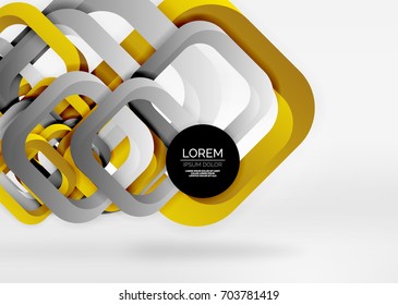 Squares geometric shapes in light grey 3d space. Vector abstract background
