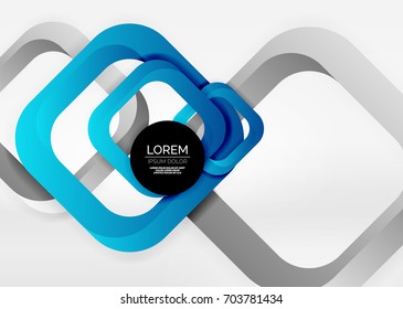 Squares geometric shapes in light grey 3d space. Vector abstract background