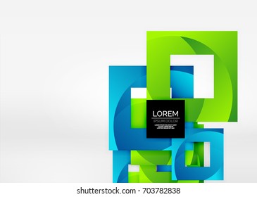 Squares geometric shapes in light grey 3d space. Vector abstract background