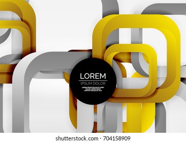 Squares geometric shapes in light grey 3d space. Vector abstract background