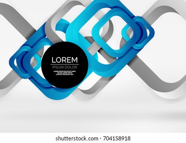 Squares geometric shapes in light grey 3d space. Vector abstract background
