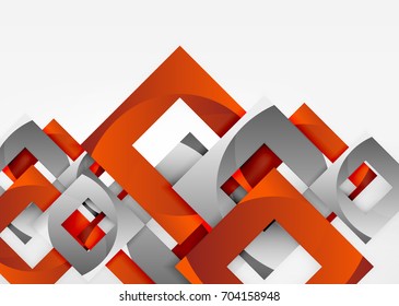 Cuadraba formas geométricas en un espacio 3d de color gris claro. Fondo abstracto vectorial