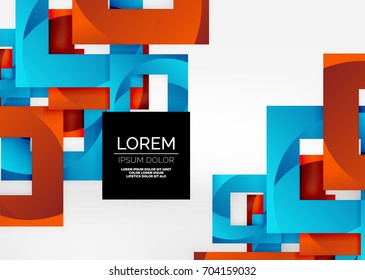 Squares geometric shapes in light grey 3d space. Vector abstract background