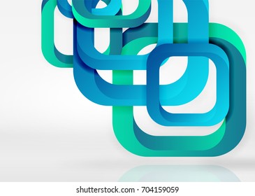 Squares geometric shapes in light grey 3d space. Vector abstract background
