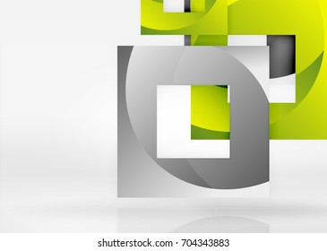 Cuadraba formas geométricas en un espacio 3d de color gris claro. Fondo abstracto vectorial