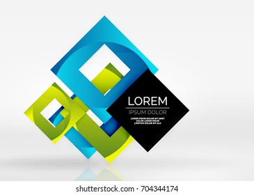 Squares geometric shapes in light grey 3d space. Vector abstract background