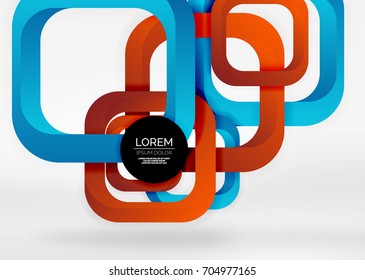 Squares geometric shapes in light grey 3d space. Vector abstract background