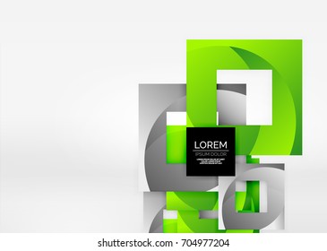 Squares geometric shapes in light grey 3d space. Vector abstract background
