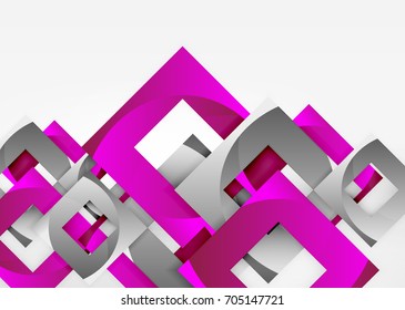 Cuadraba formas geométricas en un espacio 3d de color gris claro. Fondo abstracto vectorial