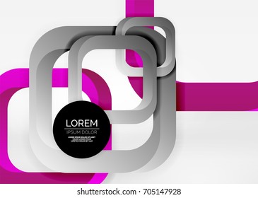 Squares geometric shapes in light grey 3d space. Vector abstract background