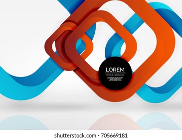 Squares geometric shapes in light grey 3d space. Vector abstract background