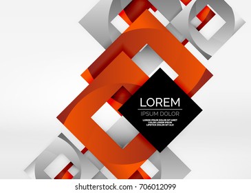 Cuadraba formas geométricas en un espacio 3d de color gris claro. Fondo abstracto vectorial