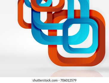 Squares geometric shapes in light grey 3d space. Vector abstract background