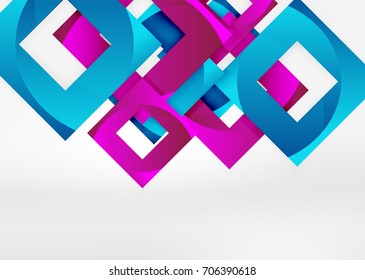 Squares geometric shapes in light grey 3d space. Vector abstract background