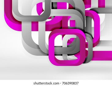 Squares geometric shapes in light grey 3d space. Vector abstract background