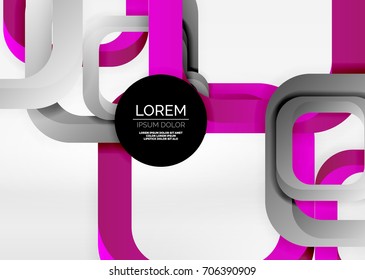 Squares geometric shapes in light grey 3d space. Vector abstract background