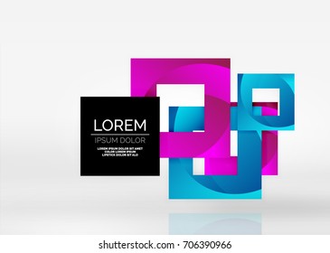 Squares geometric shapes in light grey 3d space. Vector abstract background
