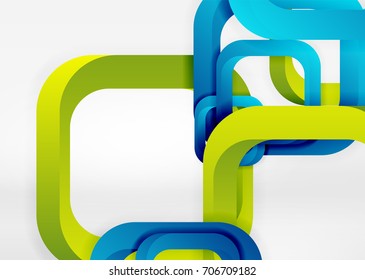 Squares geometric shapes in light grey 3d space. Vector abstract background